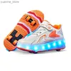 Pattini a rulli in linea 16 tipo di bambini leggeri a LED 4 ruote pattini scarpe rullo sneaker esterno sneaker staccabile ragazzi ragazze ragazze 2 righe ricaricabili ricaricabile y240410