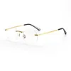 Lunettes de soleil Frames C-0201ER Brand Vintage Rimless Titane Lire des femmes Lunes Men Scède Optical Square Eyewear Luxury Prescription Luxe