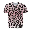 Men's T Shirts Summer 3D Printing Leopard Print O-Neck Short-Sleeved Sports Casual T-Shirt