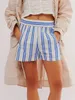 Frauen Shorts Women Striped Lounge Y2K Elastic Taille Pyjama Summer Goes Out Nadelstreifendruckboxer
