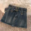 Jupes vintage denim mini femmes été sexy jeans de ceinture solide sexy robe de bal décontractée coréen slim une ligne