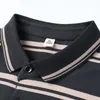 Men's Polos Men Stripes Polo Tops Tops Manga curta para Algodão Casual de Verão 3 Cor Pink Verde Preto Macho Menas Roupas 00637