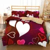 Love Heart Duvet Cover Set for Girls Kids Cute Love Hearts Comforter Cover Geometric Bedding Set Romantic Polyester Quilt Cover