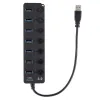 Hubs USB Hub Hoge snelheid 7 Poort USB 3.0 2.0 Hub Splitter aan/uit -schakelaar met EU/US Power Adapter voor MacBook Laptop PC USB 3.0 Hub