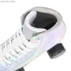 Inline Roller Skates Roller Skates Shoes Flash Quad Wheels Skating Adult Double Row Roller Shoes Beginner Sliding Sneaker With 4 Wheels Metal Bracket Y240410