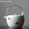 150 ml Boutique Pure Hand-Painted Swallow Elf Art TEAPOT White Porslin Hushåll Kung Fu Tea Maker Alloy Lyft Beam Pot Gifts