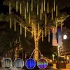 Strips Solar Lamp 30cm LED meteoor Douche String Lichten 8 Tubes Garland Waterdichte Fairy For Holiday Garden Christmas Decor2177