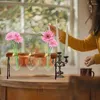 Vaser växtförökningsstationer Portabel glasblomma vas med trämandstativ återanvändbar hjärtformplanterkruka för hem bordsdekor