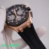 Grestste AP pols Watch Mens Watch Royal Oak 26420ro Black Disc Chronograph Rose Gold Watch Automatisch mechanisch Zwitserse luxe vrijetijdsstoorlogse Sport Watch Volledige diameter 43m