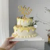 Ins Gold Mr Mrs Wedding Acrylic Cake Toppers Diamond Rings Valentine's Day Cupcake Topper för Wedding Party Cake Decorations