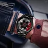 Relógios de prisão de pulseira relógios de moda Ligante Banda de relógio Black Round Round Stonless Steel Wrist para Male Wristwatch