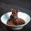 Yixing ręcznie robiony fioletowy gliniany herbatę Pet Lucky Dog Statue Ozdoby rzeźbia