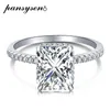 Anéis de banda Pansysen 100% 925 Sterling Silver 4Ct Radiação cortada de alto carbono anel de noivado de casamento de diamante 18k Pedido de jóias requintadas de ouro 18K Jewelry Gift J240410