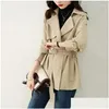 Womens Trench Coats Spring Autumn Coat Korean Loose Mid-Long Women Overcoat Casual Windbreaker Female Tops Drop Delivery Apparel Cloth Dhbdo