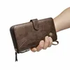 Vintage Men's LG Mobile Phe Phe Bag Busin Leather Multi Functi High Captise Zipper Wallet avec courroie main U6QL #