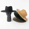 Women Winter Fedora Hat Wide Brim Panama Hats Frim Flat Wool Wedding Party Church Stage Performance Wholesale 240410