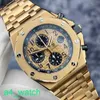 Grestest AP Wrist Watch Royal Oak Offshore Series 26470or Gold Shell Gold Band Chronograph Mens Watch 18K Rose Gold Material 42mm 42 mm