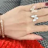 Resigner di marchio Vancefe di fascia alta Rings per donne alla moda giapponese e coreano Fritillaria White Butterfly Diamond Ring Diamond Brand Logo Designer Jewelry