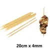 100 stcs bamboe spiesjes wegwerp houten barbecue grill matten candy appel stick barbecue spies spiesbalk restaurantgerei 20 cm x4 mm