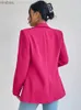 Kvinnors kostymer blazrar Spring Women's Jacket Suits Elegant Rose Red Office Ladies Oversize Long Sleeve Blazers Casual Suit Rockar för kvinnor 2023 Fashion C240410