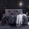 Modernt hemmjukt täcke täcke Set Queen King Flower Feather Reactive Printing Bedding Set Twin Full Size With Pudow Case