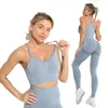 Seamless Yoga Sets Womens Tracksuit Gym Sports Leggings Fitness Crop Top Bra Long Sleeve Clothing Workout Sportswear Suit 240410