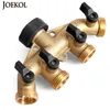 Brass 2/4 Way 3/4 "Faucet Splitter de l'eau Y-type de jardin Splateur de tuyau de jardin Distributeur de connecteur de robinet pour robinet extérieur