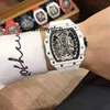 Mens Out Automatyczne wydrążone mechaniczne zegarek Biała Taśma Osobowość Lekka i modne wodoodporne zegarek