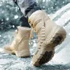 ブーツ新しい暖かいメンズミリタリーブーツ防水革の戦闘ブーツぬいぐるみ冬の雪のブーツ屋外アーミーブーツアンチスリップデザートブーツ
