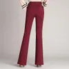 Women Trouser Flared Style Comfortable High Waist All Match Solid Colors Elastic Formal Long Stretch Office Lady Trouser S-4XL