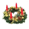 Flores decorativas 2024 Artificial Christmas Candlestick Corona de pino Hojas de flor de flor Cabrera de la guirnalda Boda de la boda del año Decoración de la mesa del año