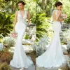 Kitty Chen 2024 Bröllopsklänningar Sexig Deep V Neck spetsar Appliced ​​Beading Garden Brudklänningar ihålig svep Train Mermaid Wedding Dress