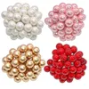 50st/Lot Mini Artificial Flower Fruit Stamens Cherry Christmas Plast Pearl Berries For Wedding DIY Present Box Decorated Wreaths