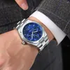 Montres sur les bracelets montres pour hommes luxueux Lumineux rose rose argent bleu blue quartz à l'étranger phase de lune en acier inoxydable reloj hombre