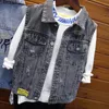 Giacche fantastiche giubbot giubbotto per bambini abiti autunno per ragazzi gilet per ragazzi eleganti lettere jean gilet hip hop jean jeen gilet streetwear