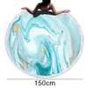 Polyester Marble Abstract Pattern Beach Towel Round Large Watercolor Yoga Towel With Tassel Beach Mat Blanket Cover Picnic Mat