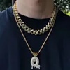 15mm färgglada diamant hiphop smycken kubansk länkkedja mens guld halsband designer kedja för man is av legeringskedjor blå svart 252s