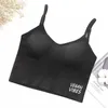 Women's Tanks U-shaped Back Bra Tube Top Women Crop VEGAN VIBES Letters Print Sexy Lingerie Sports Fashion Street