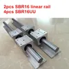 2PCS SBR16 - 200 300 400 500 600 700 800 900 1000 1100mm Linear Rail Guia + 4pcs SBR16UU Block