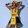 Gele cheerleader uniforme hiphop kleding vrouwelijke jazzdanswear rave outfit meisje sets podium kostuum festival kleding dl8204