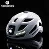 Cycling Helmets Rockbros Cycling Light Helmet Type-C oplaad Etric Bicyc Helmet Voorlicht achterlicht Waarschuwing Lamp Veiligheid MTB Bike Helmet L48