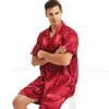 Erkek ipek saten pijama pijamaları pjs kısa set pijama salonu giyim smlxl2xl3xl4xl 240329