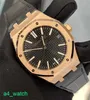 Grestest AP Wrist Watch Royal Oak Series 15510OR.O.D002CR.02 ROSE GOLD BLACK FACE MENS MONDE BUSINESS WORK