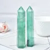 110-130 mm Crystal Point Natural Green Florite Greening Stone Obelisk Ornamento in bacchetta di quarzo per decorazioni per la casa Torre in pietra Energy