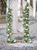 2m konstgjorda eukalyptus krans med vita rosor konstgjorda blommor Vine Greenery Plants for Wedding Room Wall Party Decor