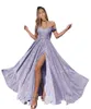 Vestidos de festa brilham no baile de baile com uma fenda alta um vestido formal de longa noite para mulheres v vestido de cocktail de pescoço no18