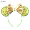 2024 CHIC Frozen Mouse Ears Pannband för flickas paljetter 5 "Bow Crown Hairband Kids/Adult Festival Party DIY Hårtillbehör