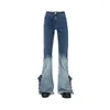 Jeans pour femmes Y2K Blue Flare Vintage Denim pantalon Harajuku High Waist Cowboy Pantal