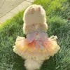 Vêtements pour chiens câblage précis robe de compagnie élégante avec un charmant décor de papillon pour les coutures de maille princesse de chat d'été