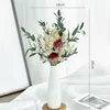 Flores decorativas buquê de casamento seco com vaso decoração de mesa cauda grama margarida rosa floral em casa acessórios para sala de estar